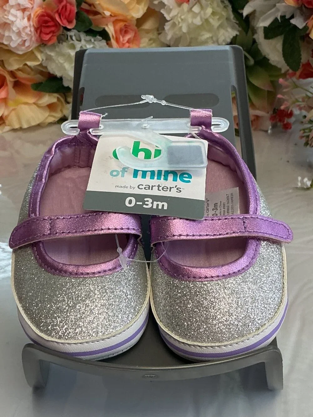 4/$30 Bundle 🌈 Child of Mine Silver Glitter Purple Baby Mary Jane Shoes 0–3M